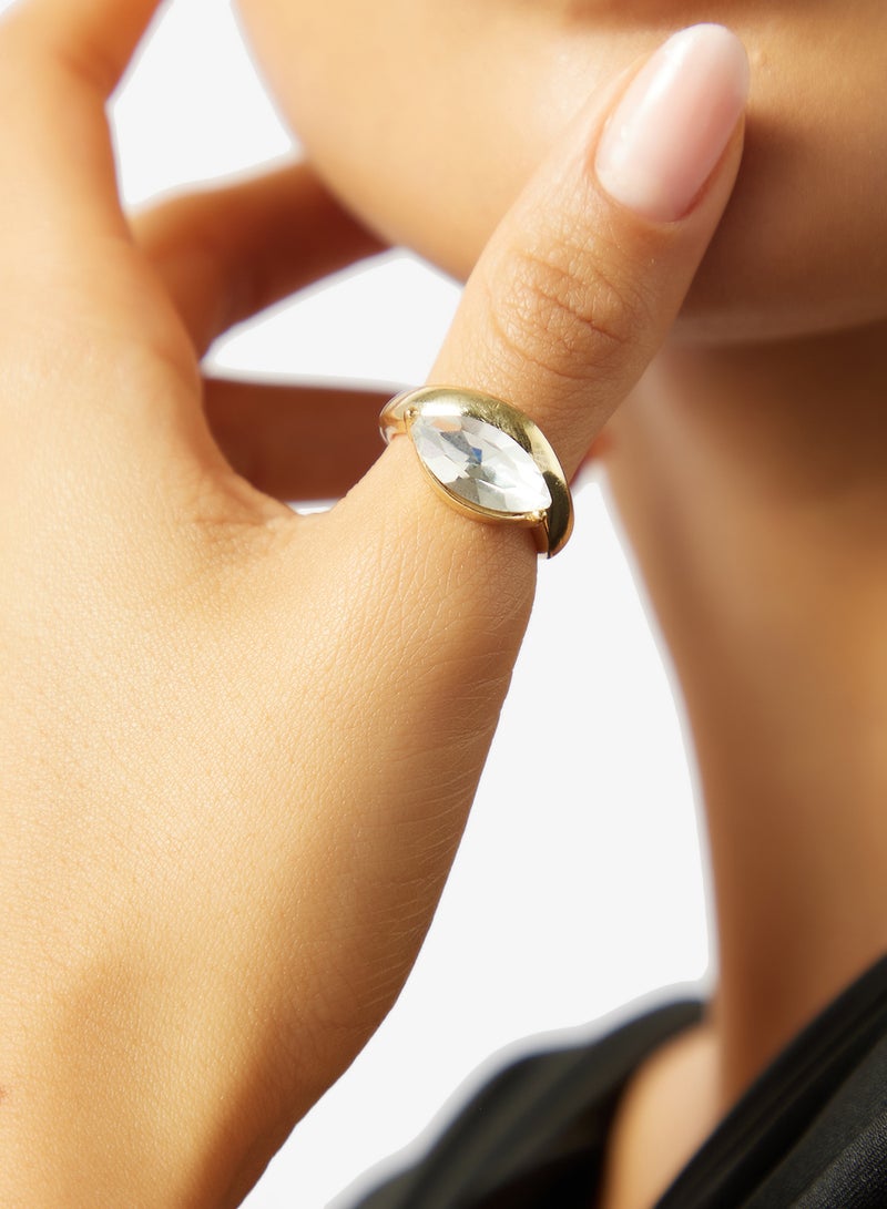Ella Limited Edition Chunky Jewel Embellished Gold Detail Ring - Image 5